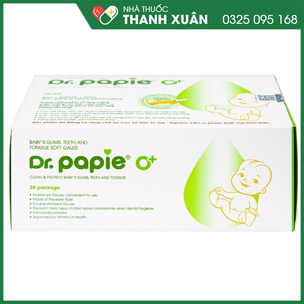 Gạc răng miệng Dr.Papie giúp làm sạch lưỡi, nướu, răng